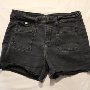 Judy Blue Cargo Patch Pocket Black Jean Shorts